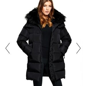 SAM. Black Addison Puffer Jacket with Fur Hood